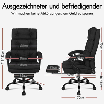 Ergonomischer Bürostuhl mit Fußstütze, Schwarz, 150° liegbar