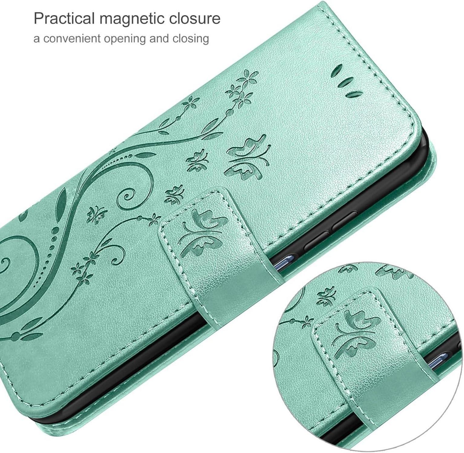 Samsung Galaxy A25 5G Lederhülle Wallet Schutzhülle mit Kartenfach in Grün