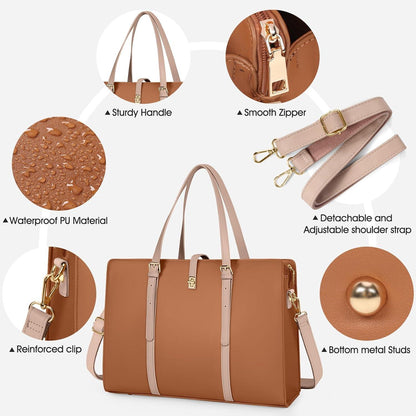 Handtasche Damen Shopper Groß Wasserdicht Laptop 15.6 Zoll PU Leder