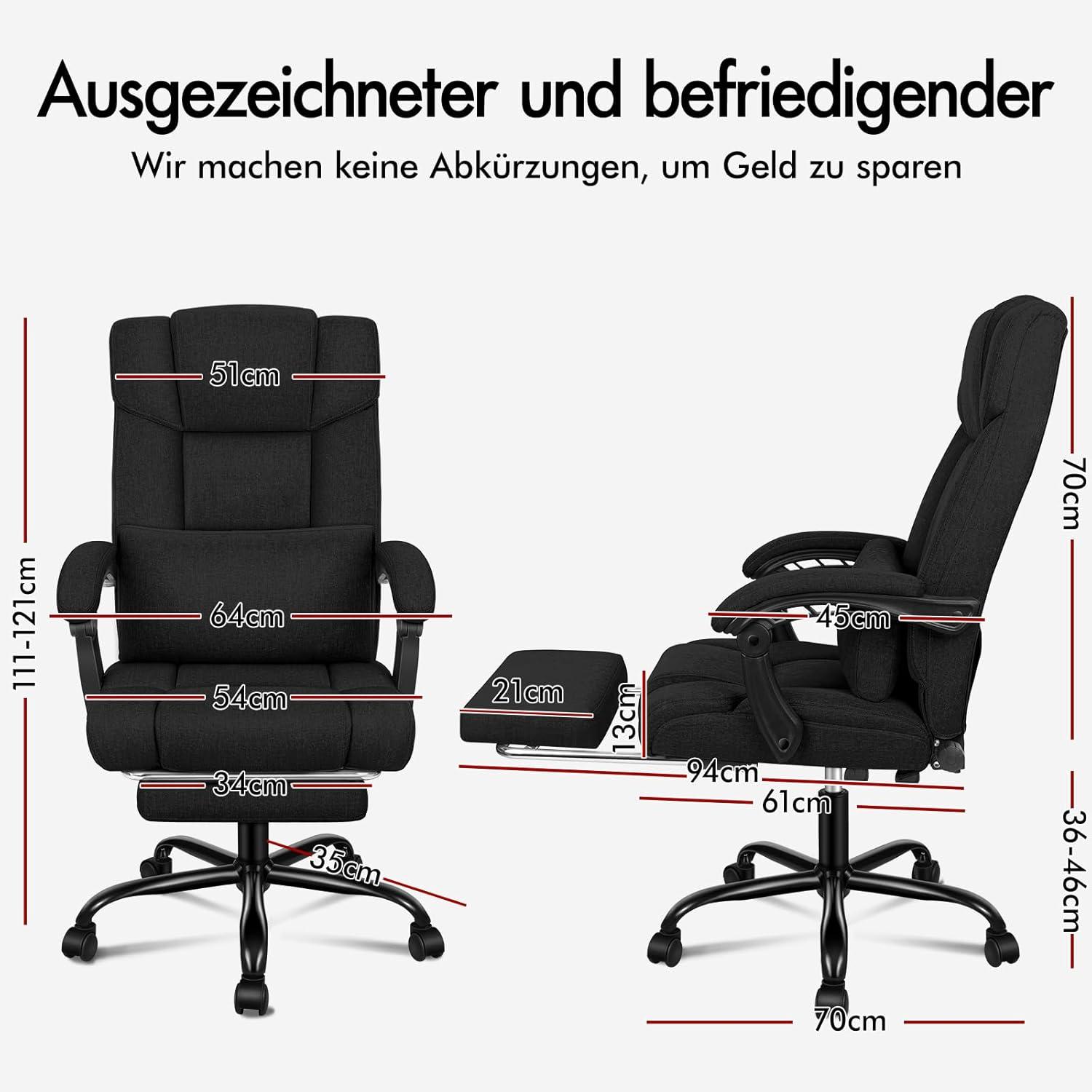 Ergonomischer Bürostuhl mit Fußstütze und hoher
