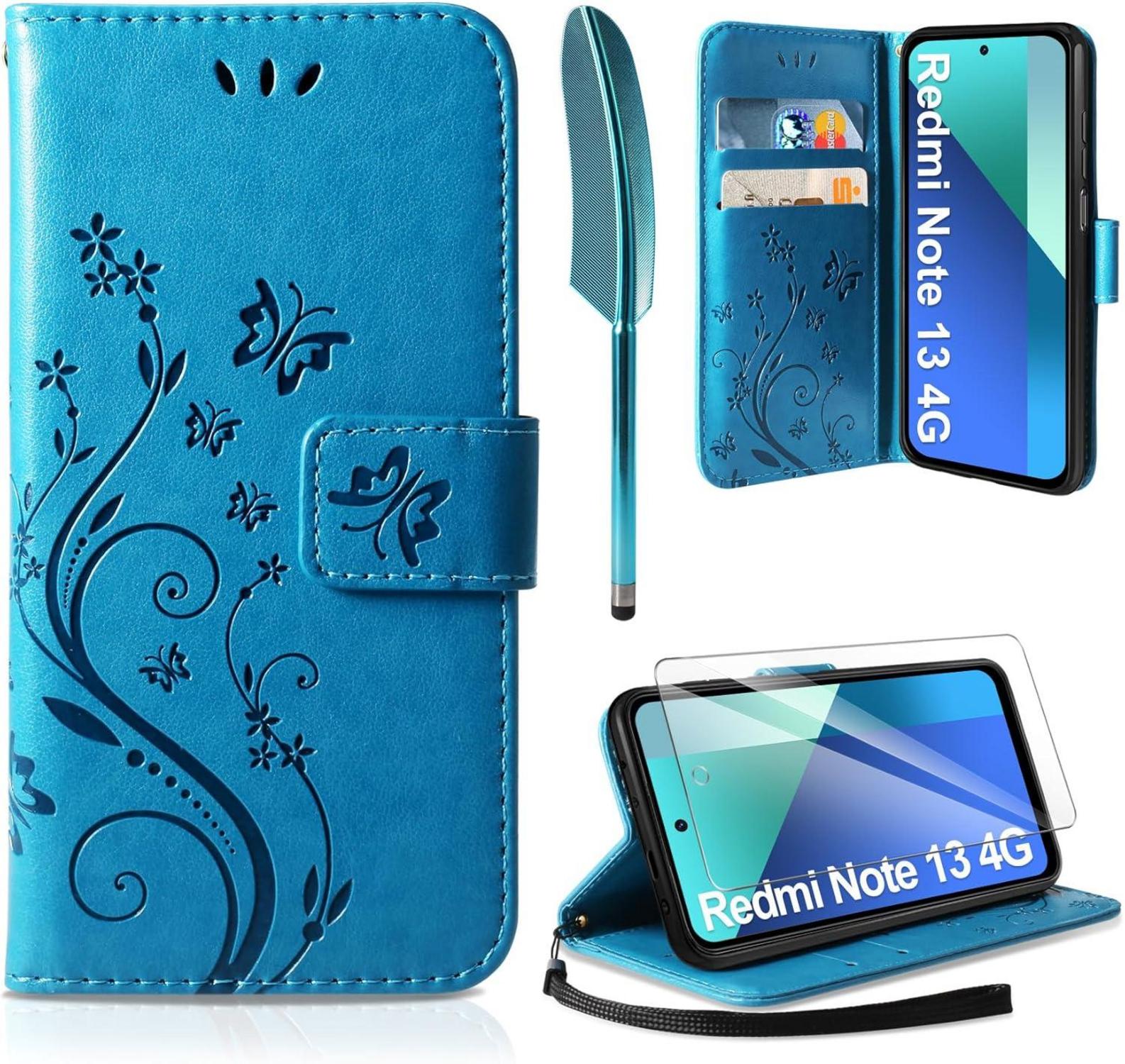 AROYI Xiaomi Redmi Note 13 4G PU Leder Wallet Hülle Blau