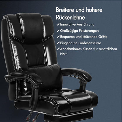 Ergonomischer Bürostuhl mit Fußstütze und hoher Rückenlehne
