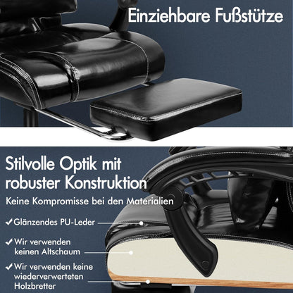 Ergonomischer Bürostuhl mit Fußstütze und hoher Rückenlehne