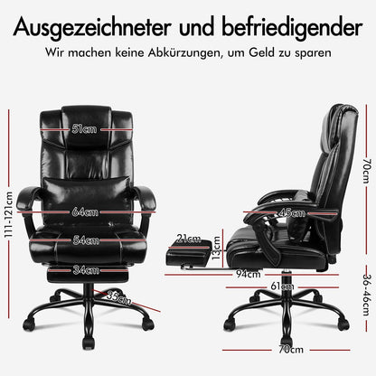 Ergonomischer Bürostuhl mit Fußstütze und hoher Rückenlehne