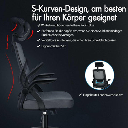 ALFORDSON Büro-Schreibtischstuhl Dunkelgrau Ergonomisch