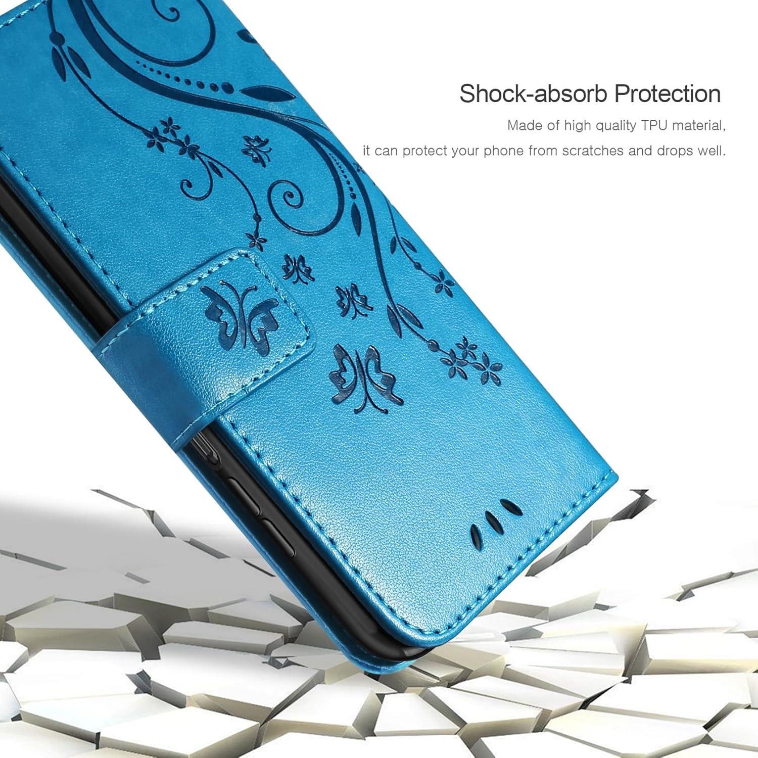 Lederhülle Samsung Galaxy A25 5G Blau Wallet Case Schutzhülle Ständer Magnet