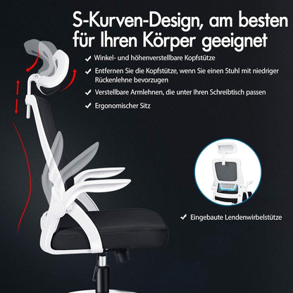 Ergonomischer Büro-Schreibtischstuhl mit Lordosenstütze und