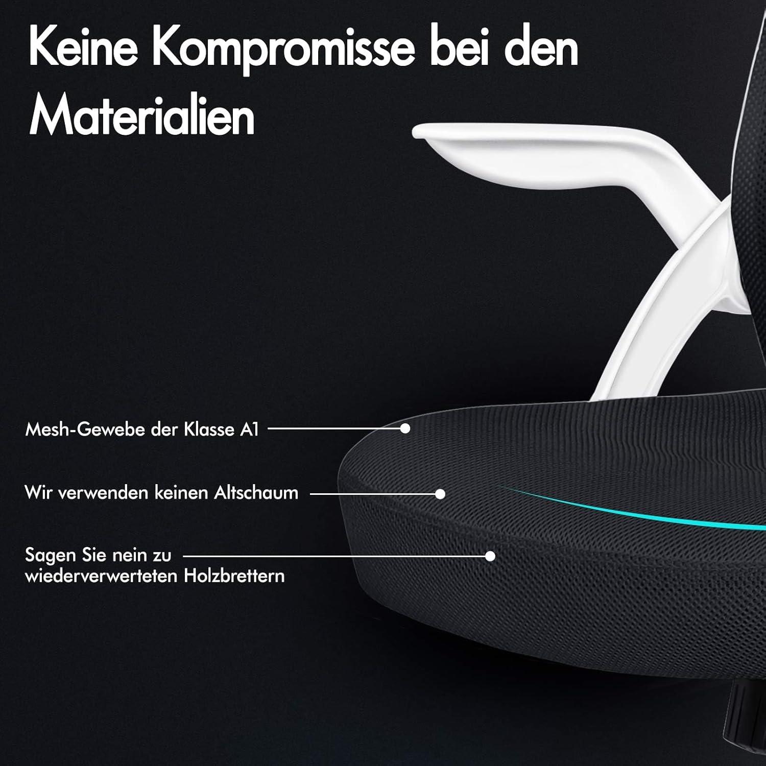 ALFORDSON Ergonomischer Bürostuhl mit Lordosenstütze und Kopfstütze, Weiß/Schwarz