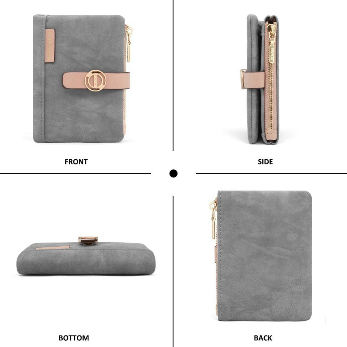 REETEE Damen Geldbörse Klein PU Leder Portemonnaie Zipper Münzfach Brieftasche