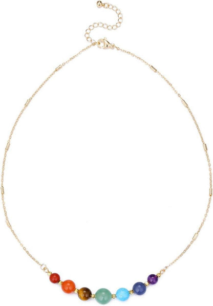 Edelstein 7 Chakra Heilsteine Kristall Halskette Einstellbar Kette
