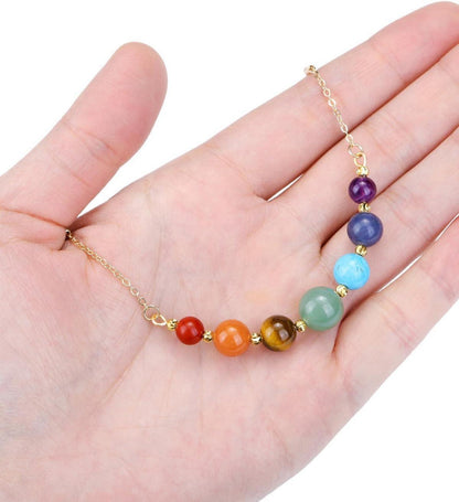 Edelstein 7 Chakra Heilsteine Kristall Halskette Einstellbar Kette