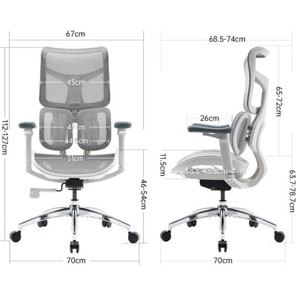 Ergonomischer Bürostuhl mit dualer Lordosenstütze und 4D-Armlehnen (Weiß)