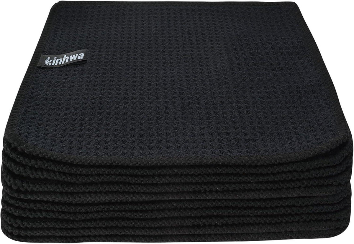 Schwarze Mikrofaser Spültücher 10er Set waschbar 20x20cm
