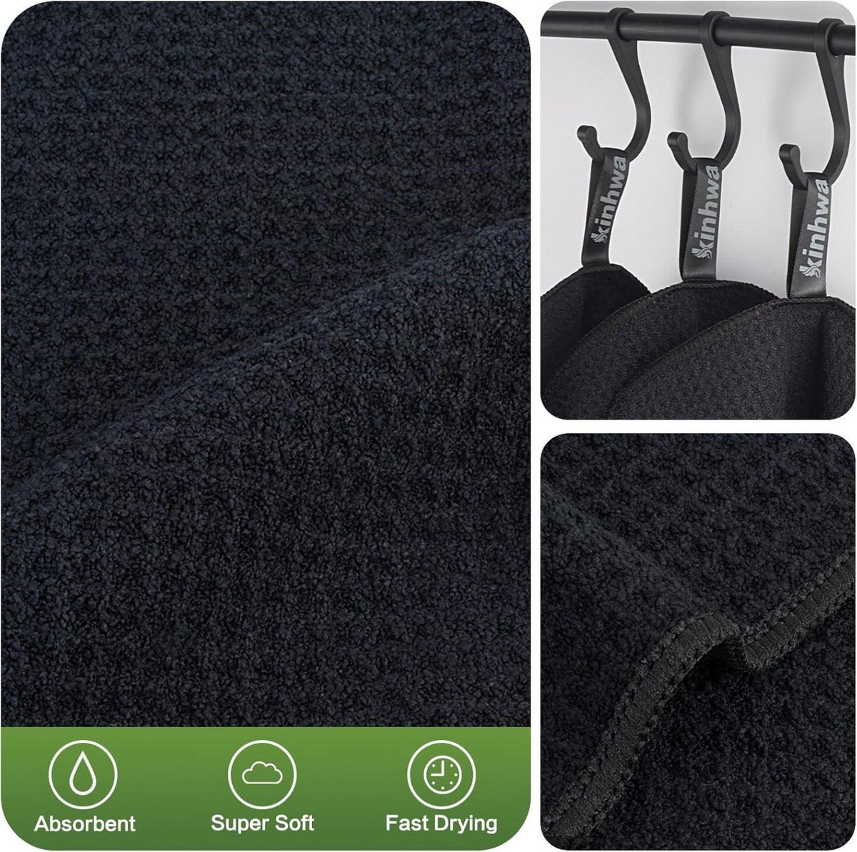 Schwarze Mikrofaser Spültücher 10er Set waschbar 20x20cm