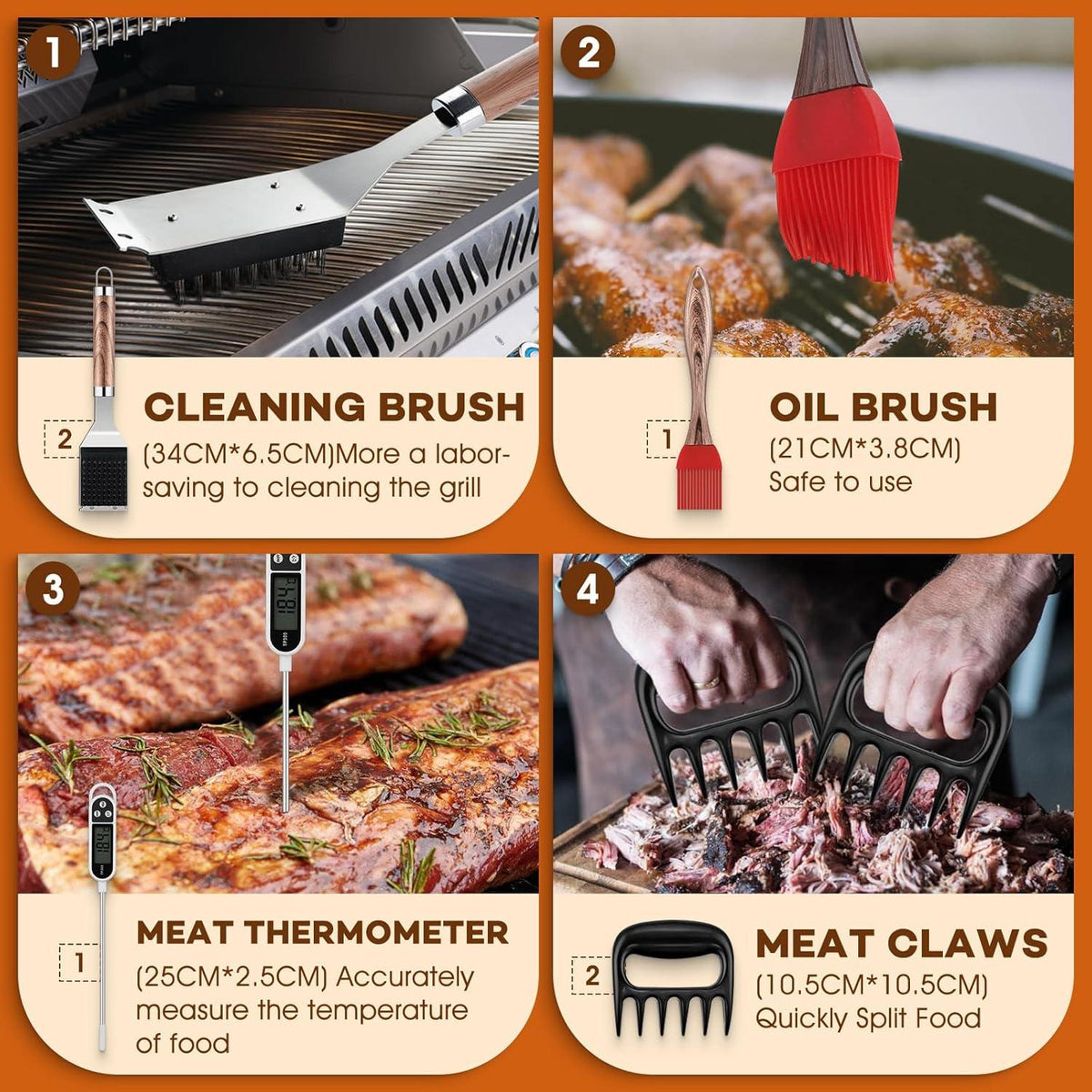 Grillbesteck Set Edelstahl 29-teilig BBQ Zubehör Männer Geschenk