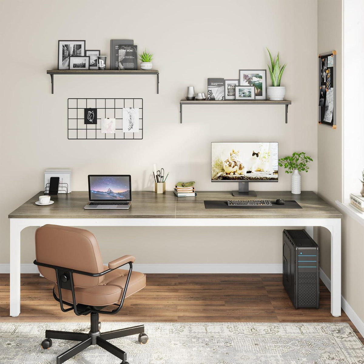 Doppelter Schreibtisch 200x70cm | Eiche | Home Office & Büro