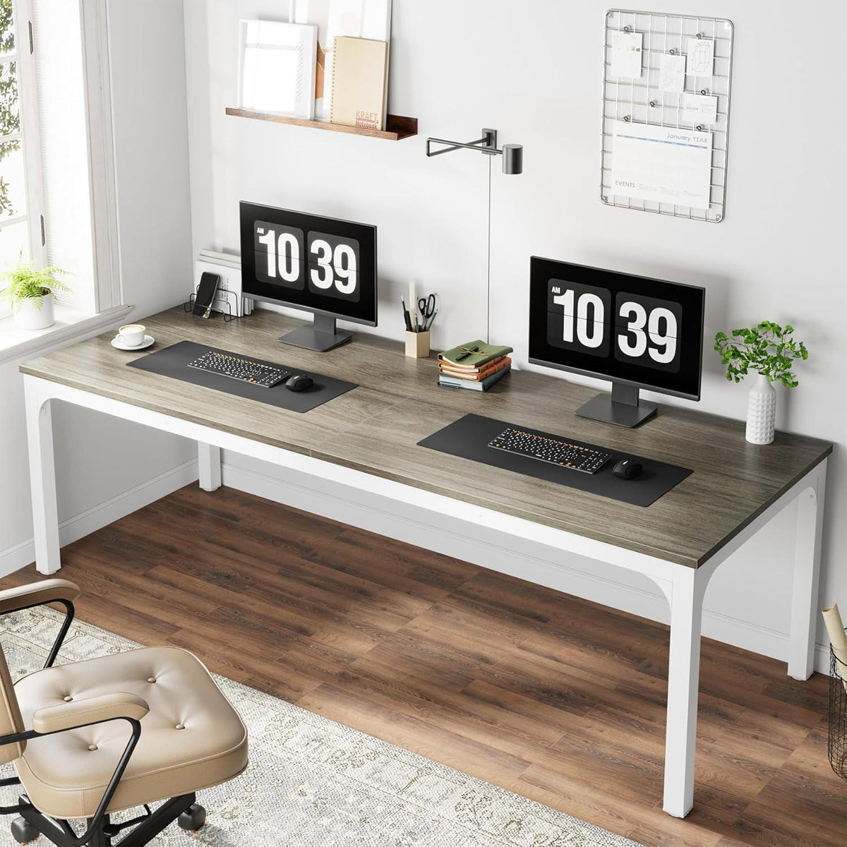 Doppelter Schreibtisch 200x70cm | Eiche | Home Office & Büro