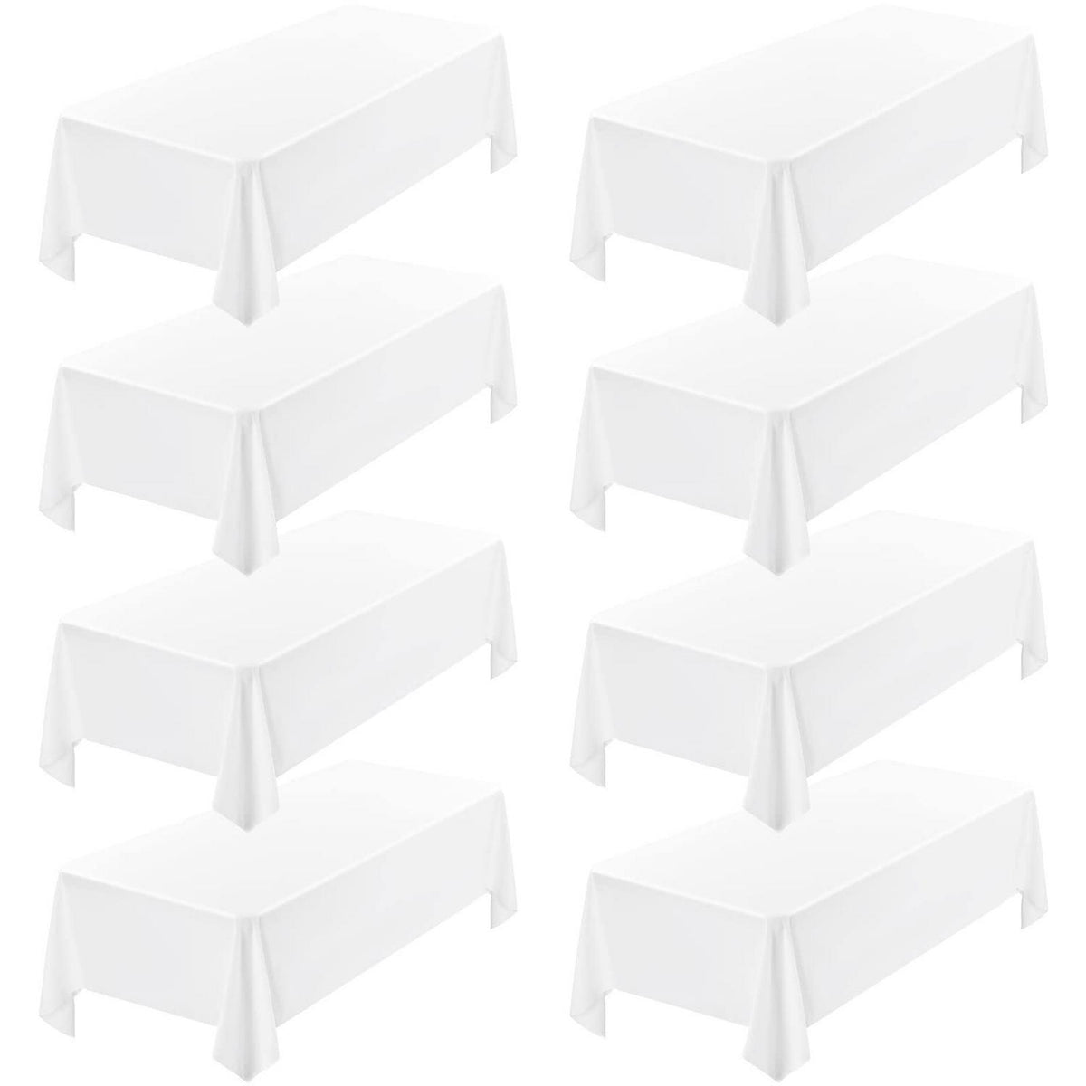 Weiße Tischdecken 8er-Set Rechteckig 153x320cm Polyester