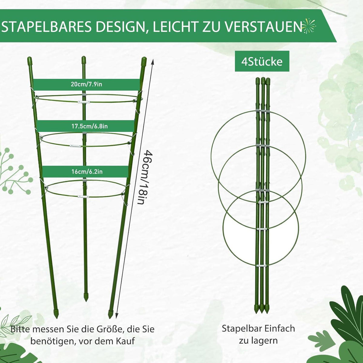 Tomaten Gurken Rankhilfe verstellbar 45 cm - 4 Stück