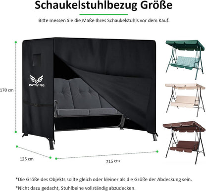 Hollywoodschaukel Abdeckung 3-4 Sitzer 215x125x170cm