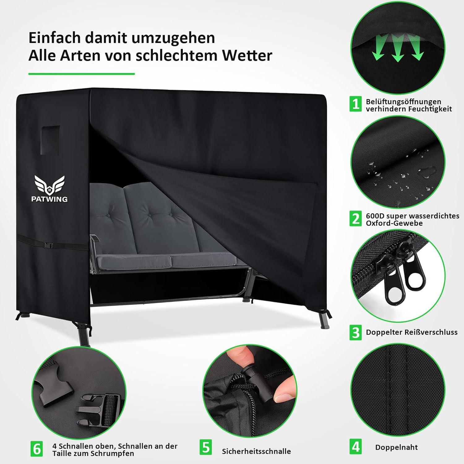 Hollywoodschaukel Abdeckung 3-4Sitzer 600D Oxford Wasserdicht