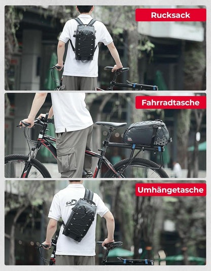 3 IN 1 Gepäckträgertasche 13L Wasserdicht Fahrradtaschen Fächer