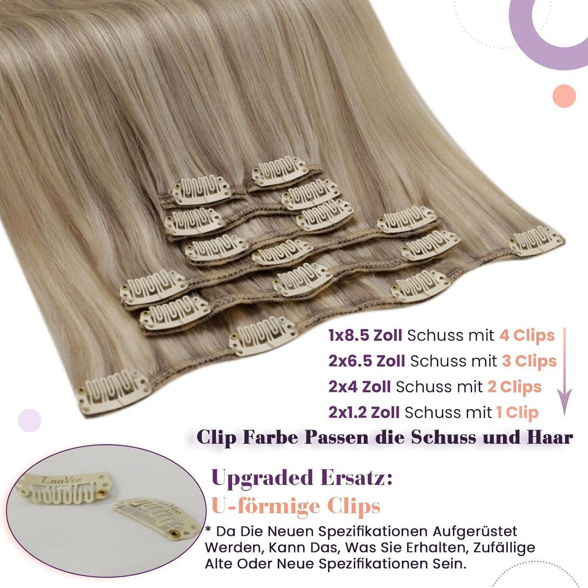Echthaar Clip-Ins Blond Highlights 55cm