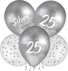 Silberhochzeit Luftballons 24 Stück 25. Jubiläum Deko