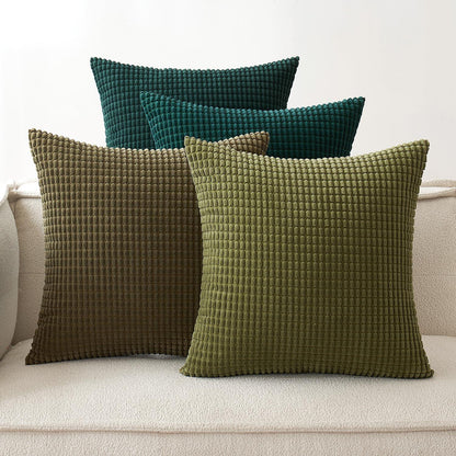 Dekokissenbezüge Cord Kissenhülle Granulat Weich Grün 50x50cm 4er Set