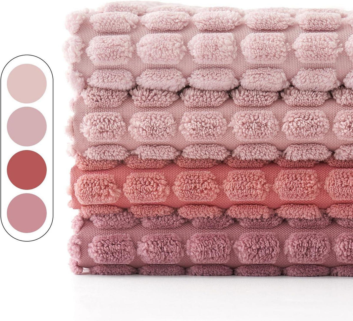 Kordsamt Dekokissenbezug 4er Set Granulat Sofakissen 40x40 cm Rosa