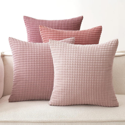 Dekorative Kissenbezüge 4er Set Rosa Granulat Cord 45x45 cm