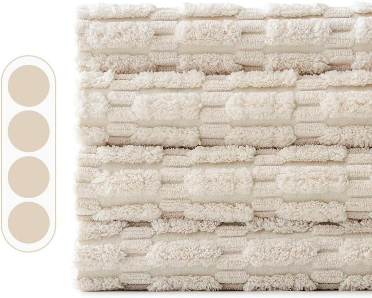 EMEMA Kordsamt Kissenbezüge 4er Set 50x50 cm Creme