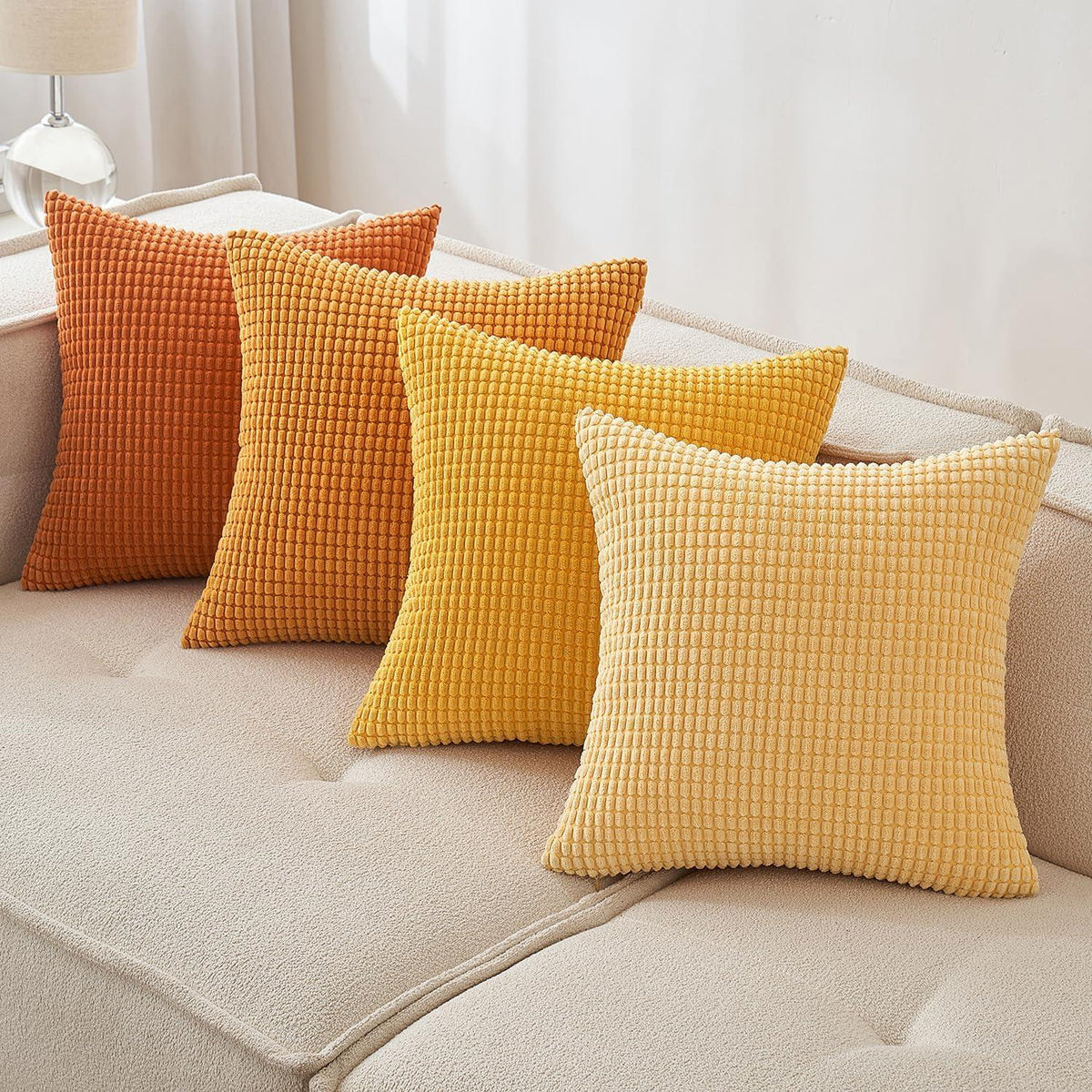 Kordsamt Kissenbezug 4er Set Dekokissen Granulat Weich Sofa Couch