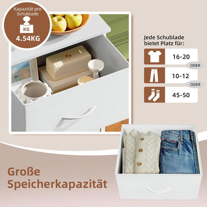 Somdot Kommode mit 6 Stoffschubladen, Weiß