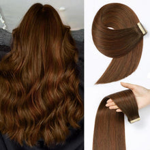 Echthaar Tape Extensions 50cm Schokoladenbraun mit Dunkelrot