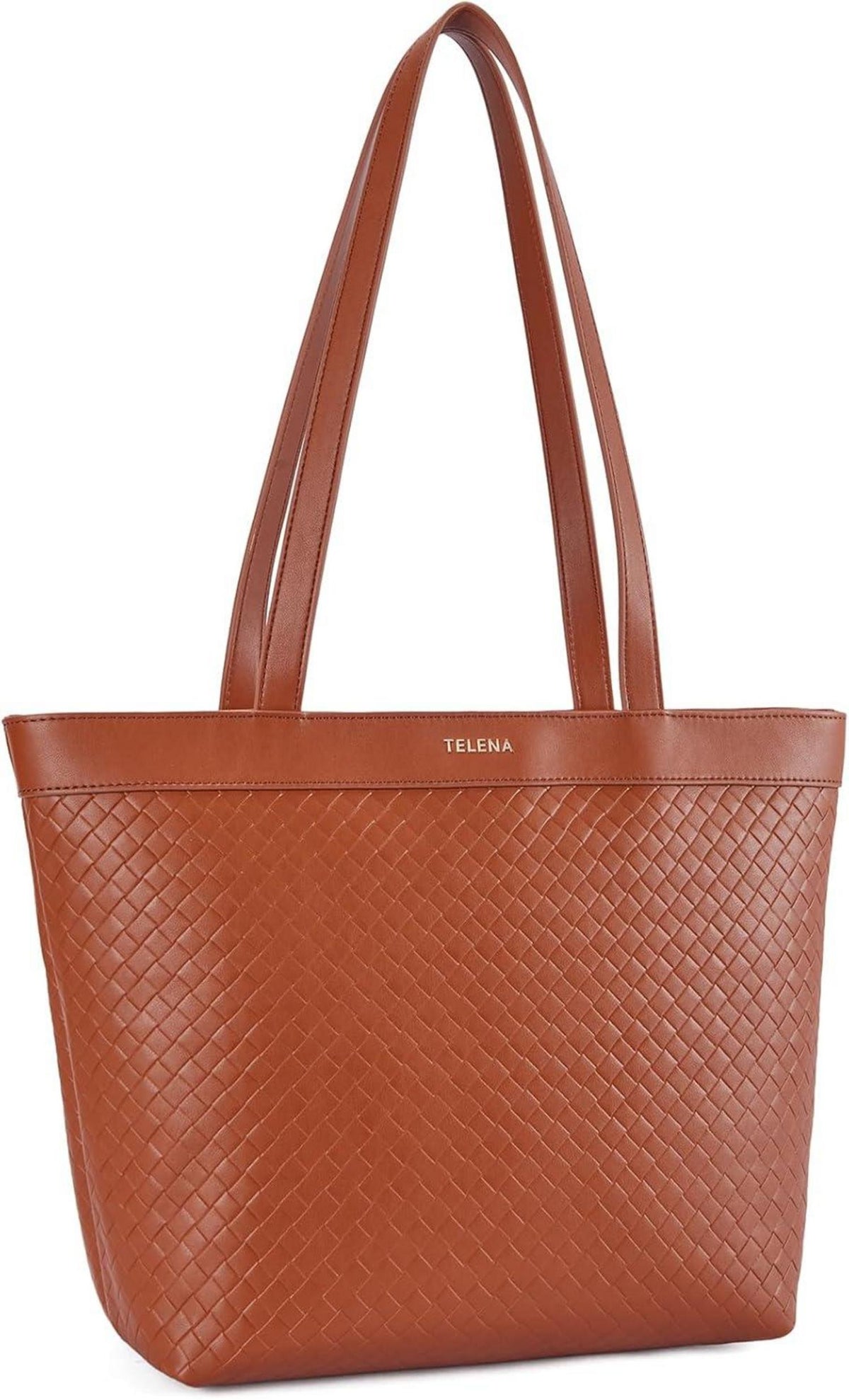 Telena Damen Schultertasche PU Leder Crossbody Umhängetasche Braun