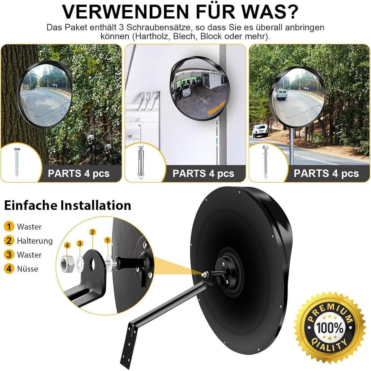 Verkehrsspiegel 40cm Acryl Weitwinkel für Innen & Außen