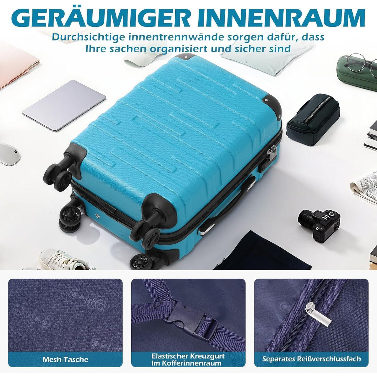 Hartschalen Koffer Set 2tlg. Dunkelgrün – Erweiterbar & TSA-Schloss