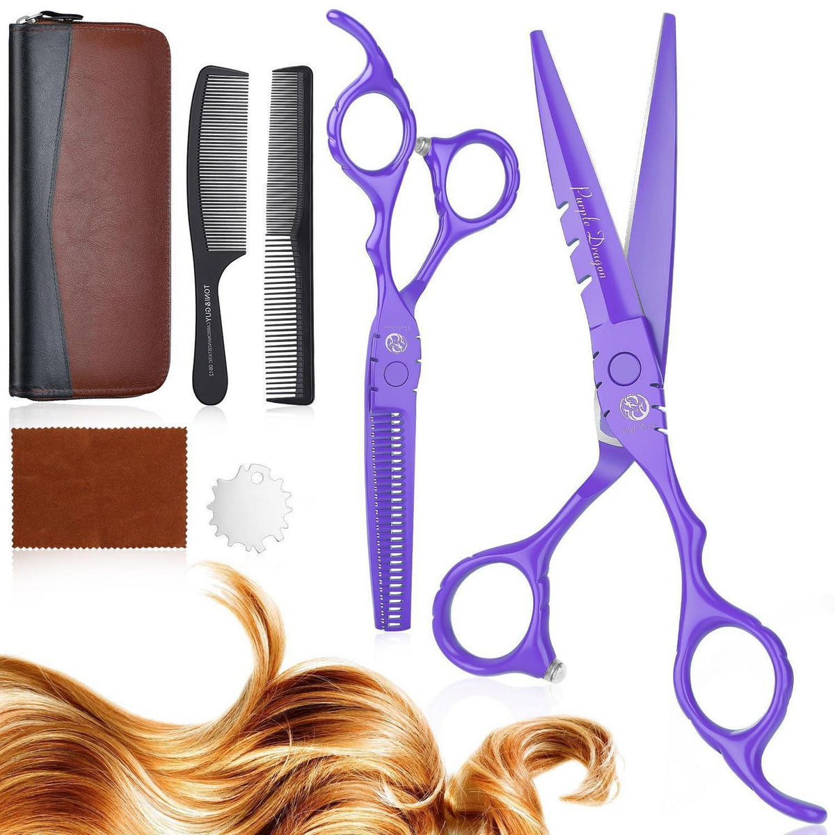 Professionelles Friseurschere Set Lila 6 Zoll mit Effilierschere