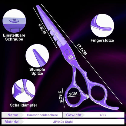 Professionelles Friseurschere Set Lila 6 Zoll mit Effilierschere
