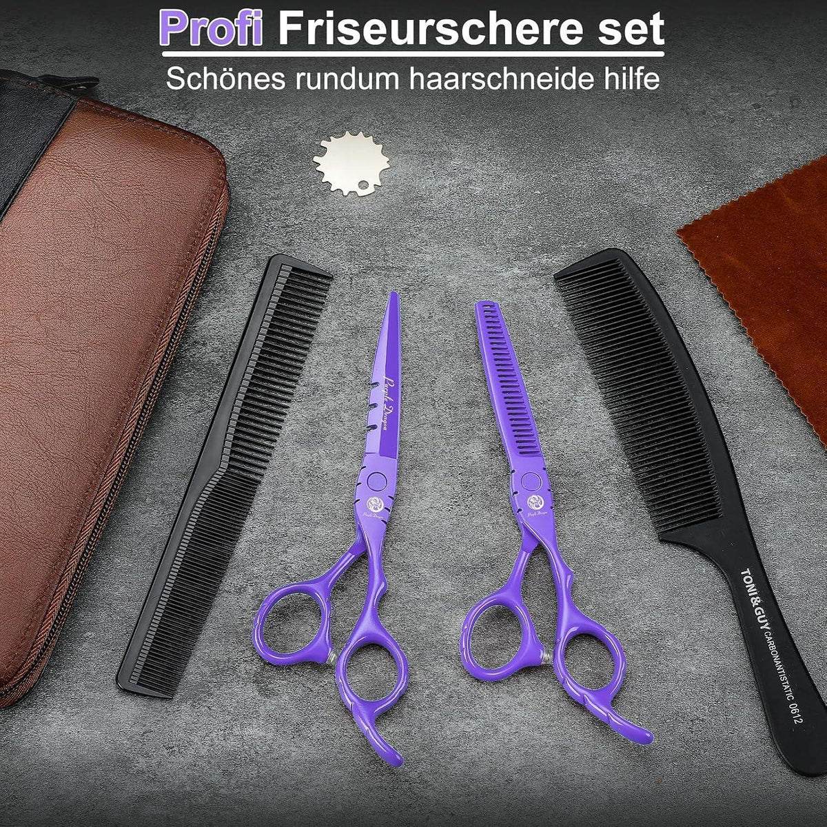 Professionelles Friseurschere Set Lila 6 Zoll mit Effilierschere