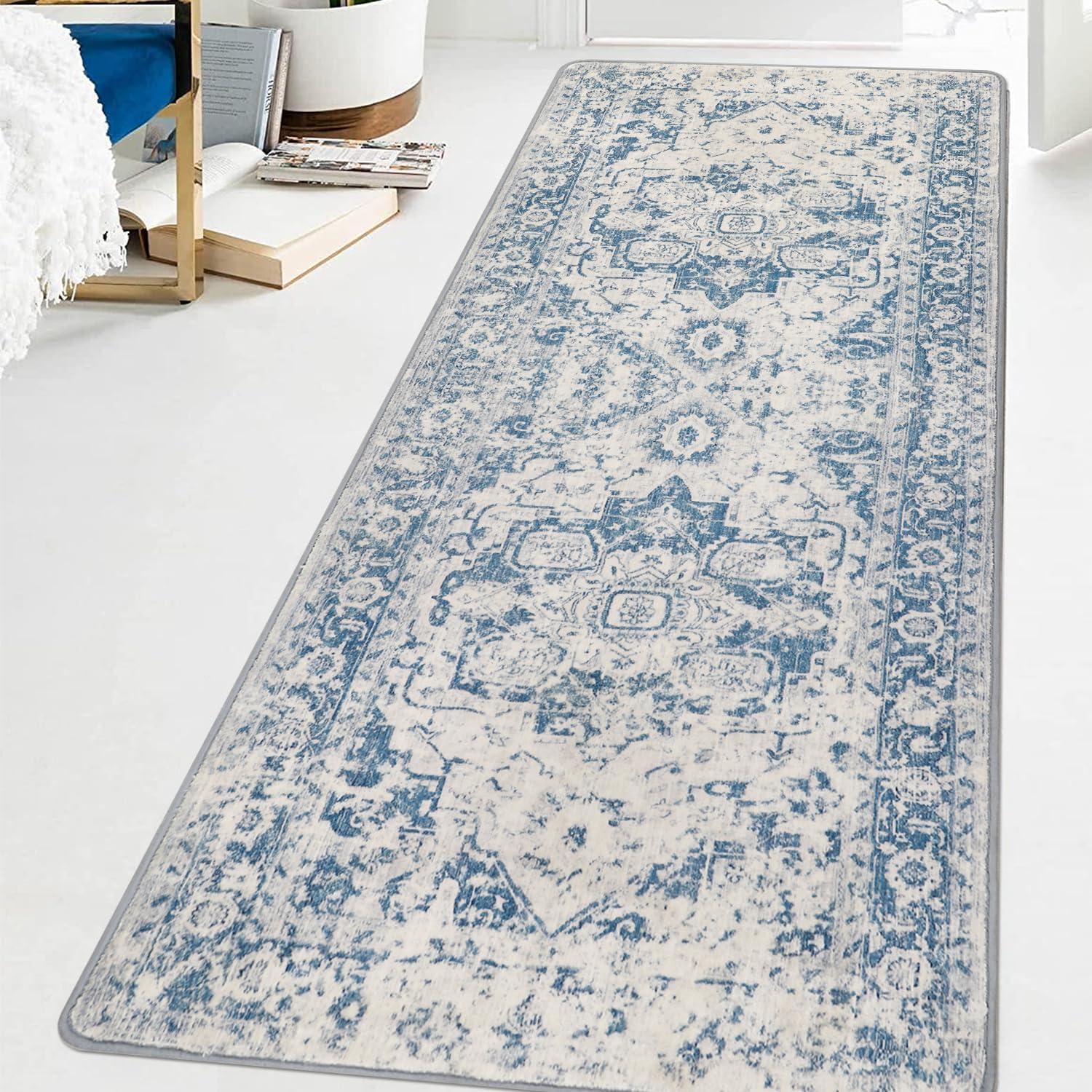 Rutschfester Teppichläufer für Küche und Flur 80x200cm Blau