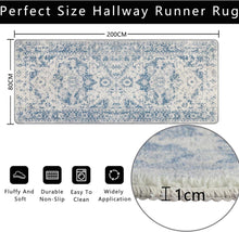 Rutschfester Teppichläufer 80x200cm Vintage Blau für Küche