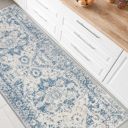 Teppichläufer rutschfest Vintage Blau 80x200cm