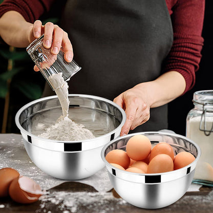 Rührschüssel Edelstahl 3er Set Salatschüssel mit Luftdichtem Deckel