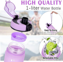 AOPREL Trinkflasche 1L - Sport Wasserflasche mit Zeitmarker