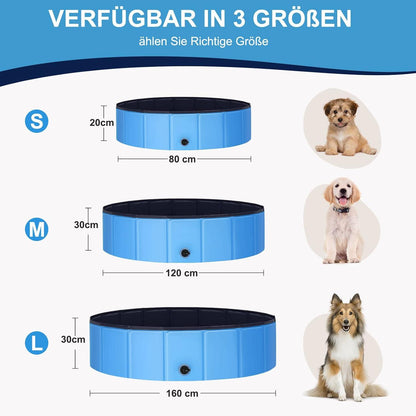 Hundepool Faltbar Rutschfest 160x30cm PVC Planschbecken