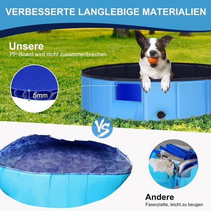 Hundepool Faltbar Rutschfest Schwimmbecken Verdicktes PVC