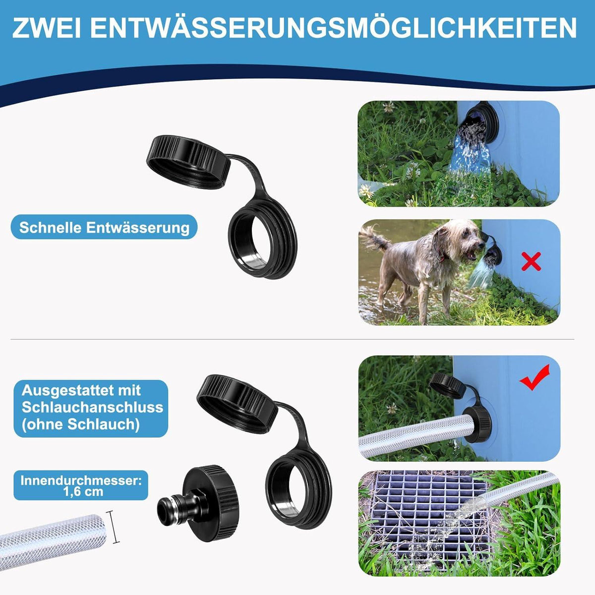 Ezilif Hundepool 160x30cm Faltbar Rutschfest Planschbecken Blau