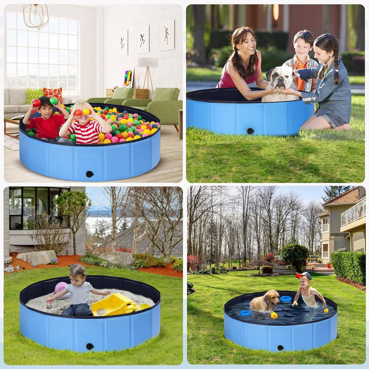 Ezilif Hundepool 160x30cm für Große & Kleine Hunde, Faltbarer Swimmingpool Rutschfest mit Verdicktem PVC